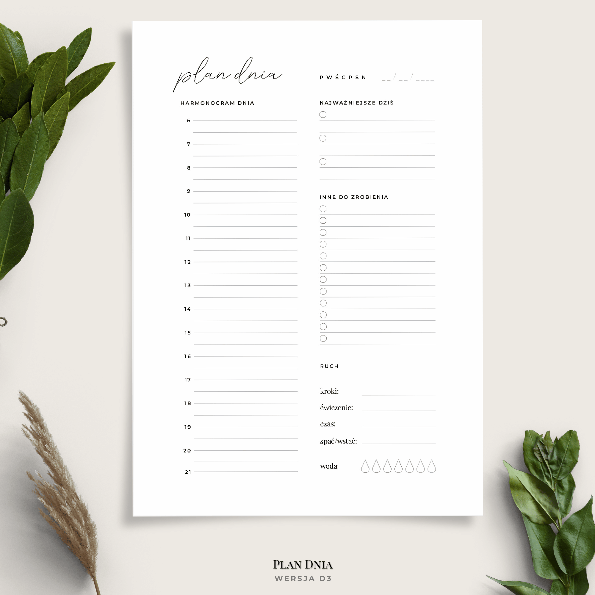 Planer dnia - minimalistyczny - 13 wariantów - obrazek 12