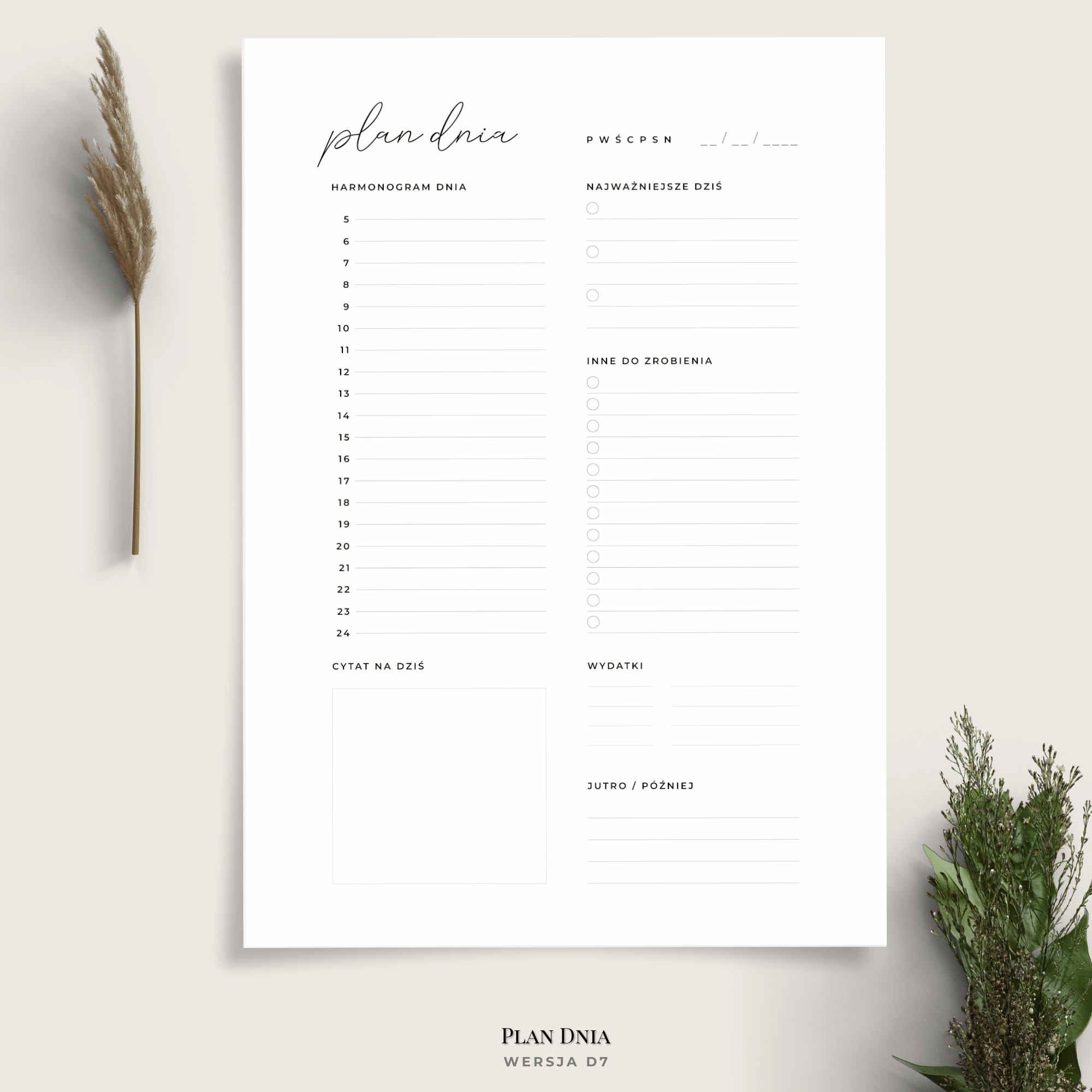 Planer dnia - minimalistyczny - 13 wariantów - obrazek 8