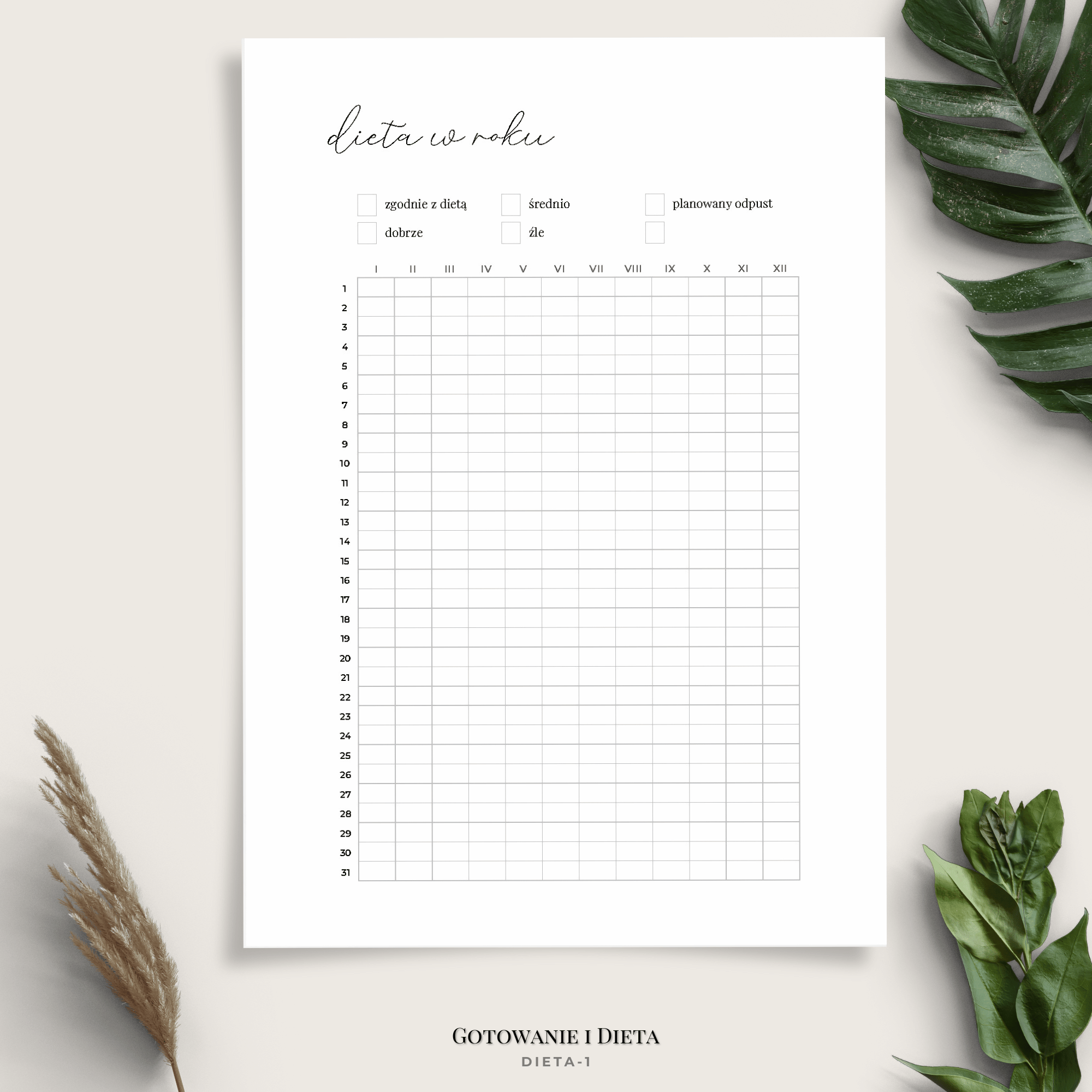 Planer posiłków - plan diety i lista zakupów - minimalistyczny - 6 wariantów - obrazek 2