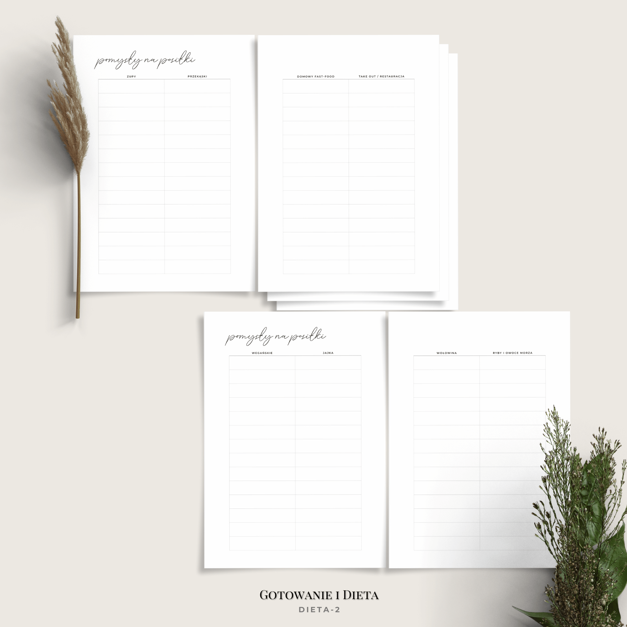 Planer posiłków - plan diety i lista zakupów - minimalistyczny - 6 wariantów - obrazek 3