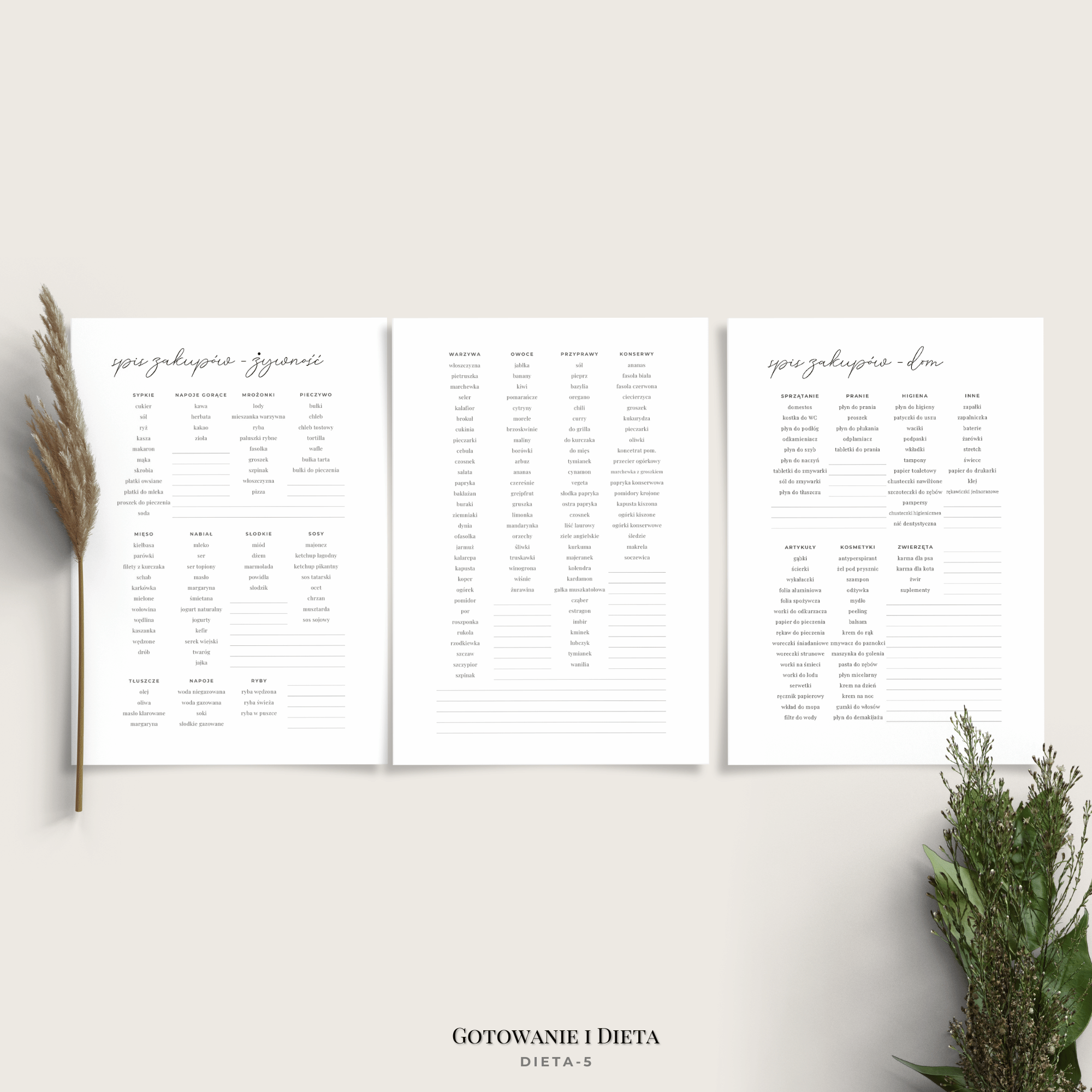Planer posiłków - plan diety i lista zakupów - minimalistyczny - 6 wariantów - obrazek 6