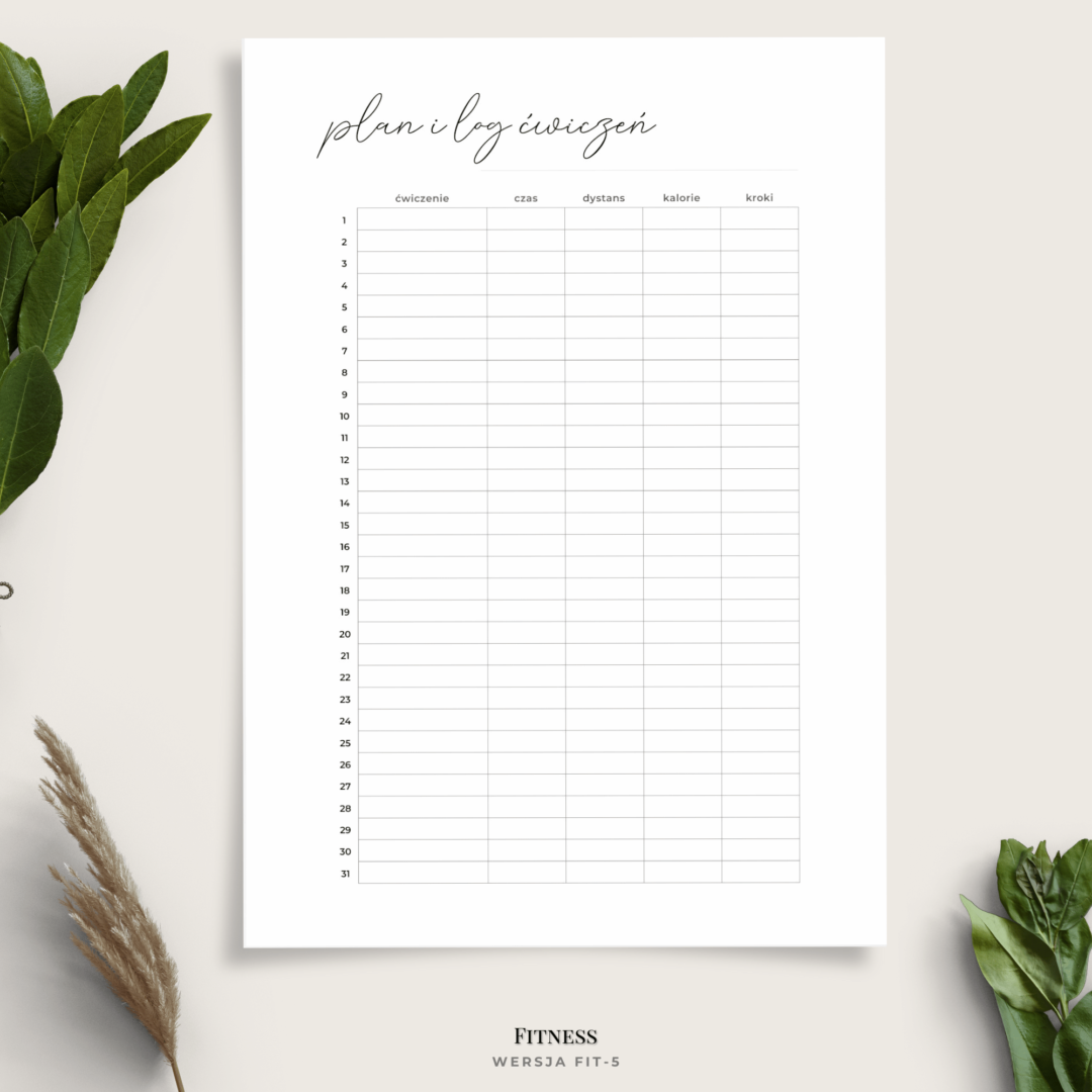 planer firtness - planer cwiczen - log