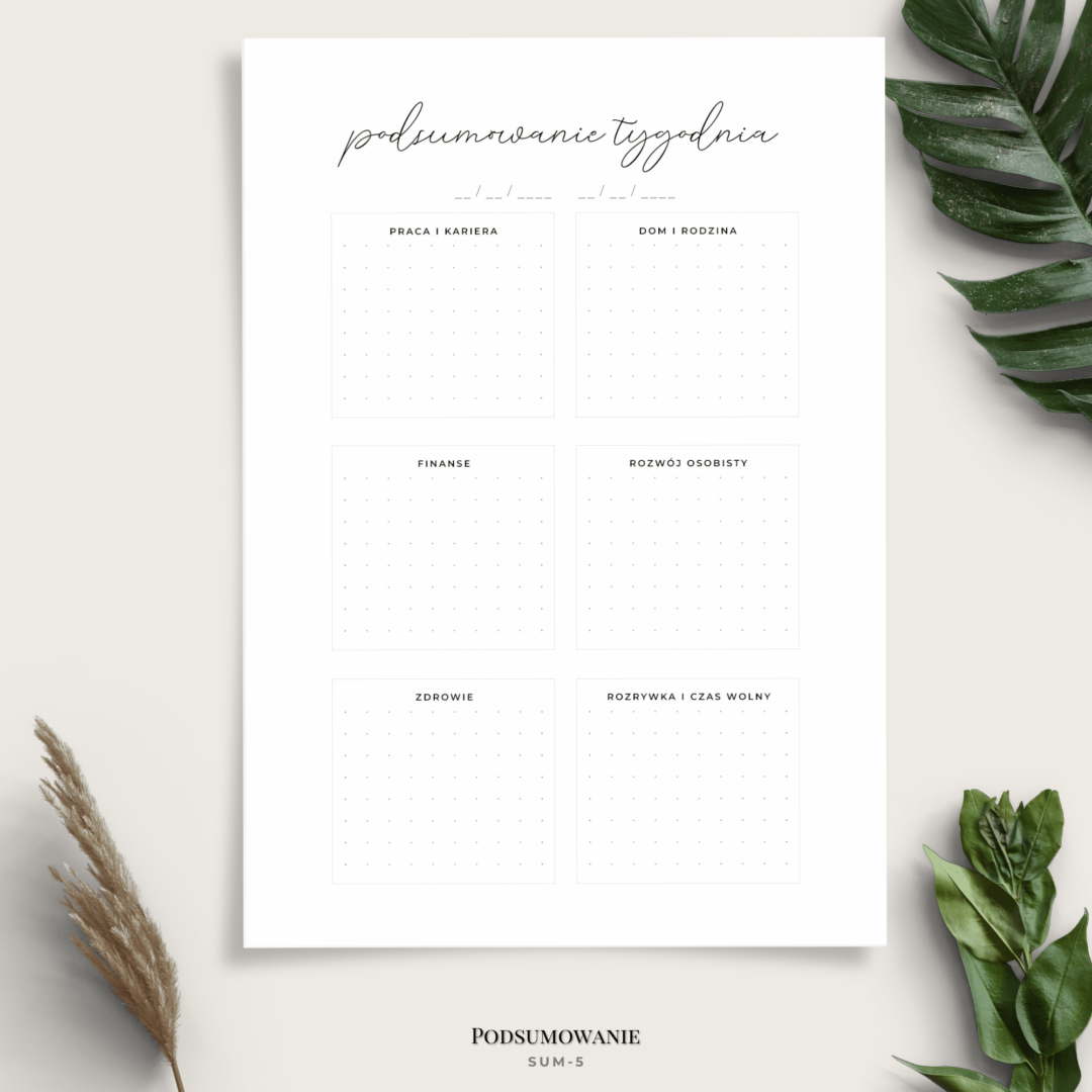 Podsumowanie tygodnia, miesiąca, roku - minimalistyczny - 7 wariantów - Podsumowanie tygodnia SUM5