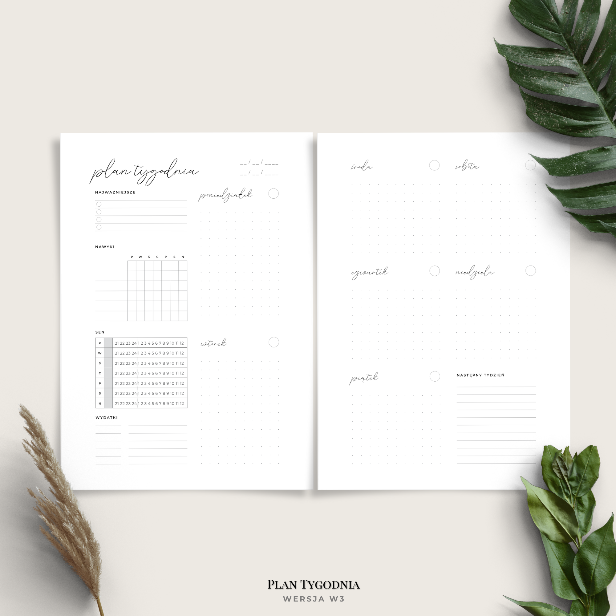 Planer tygodniowy - minimalistyczny - 17 wariantów - obrazek 4