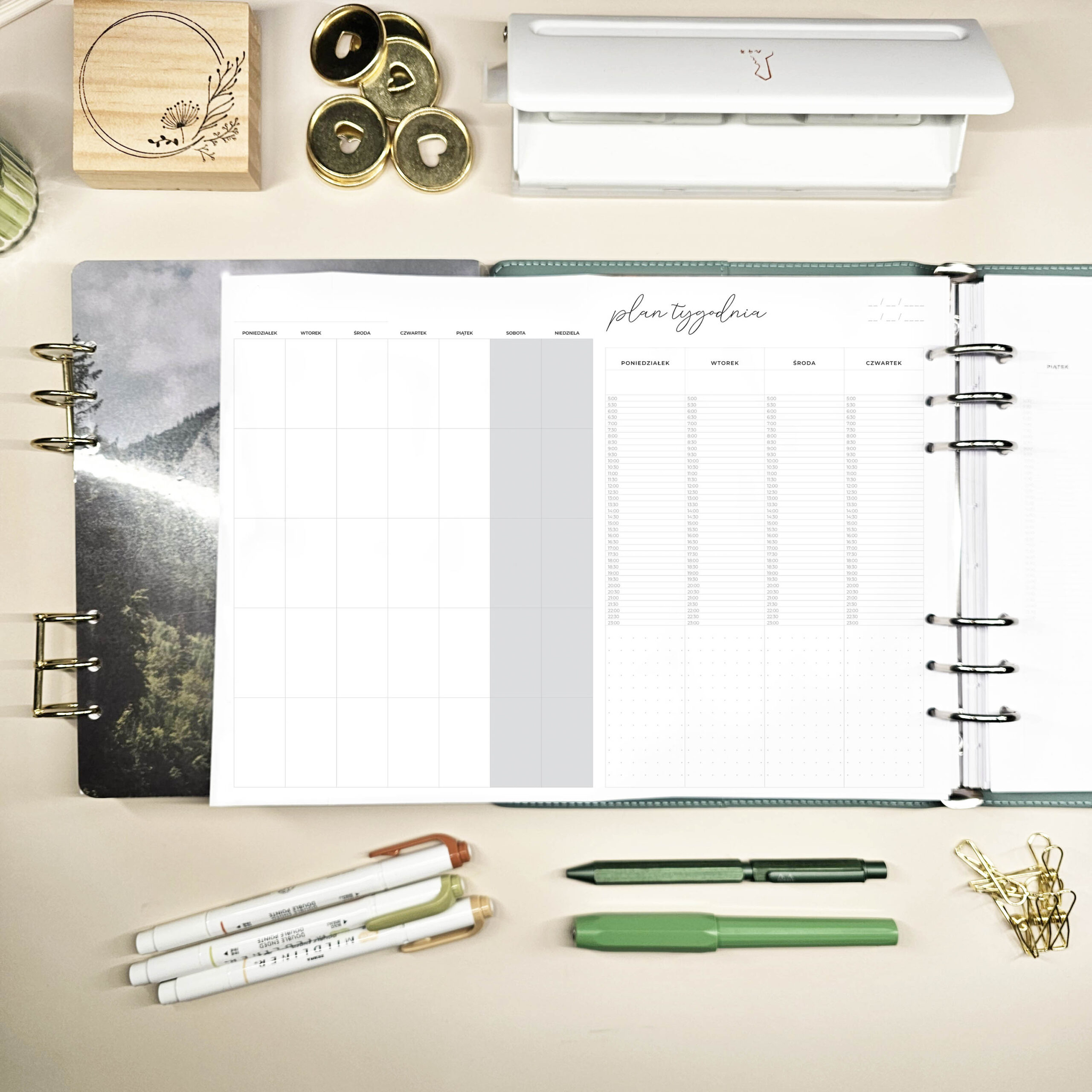planer miesiąca rozkladany niedatowany A4 z planem tygodnia