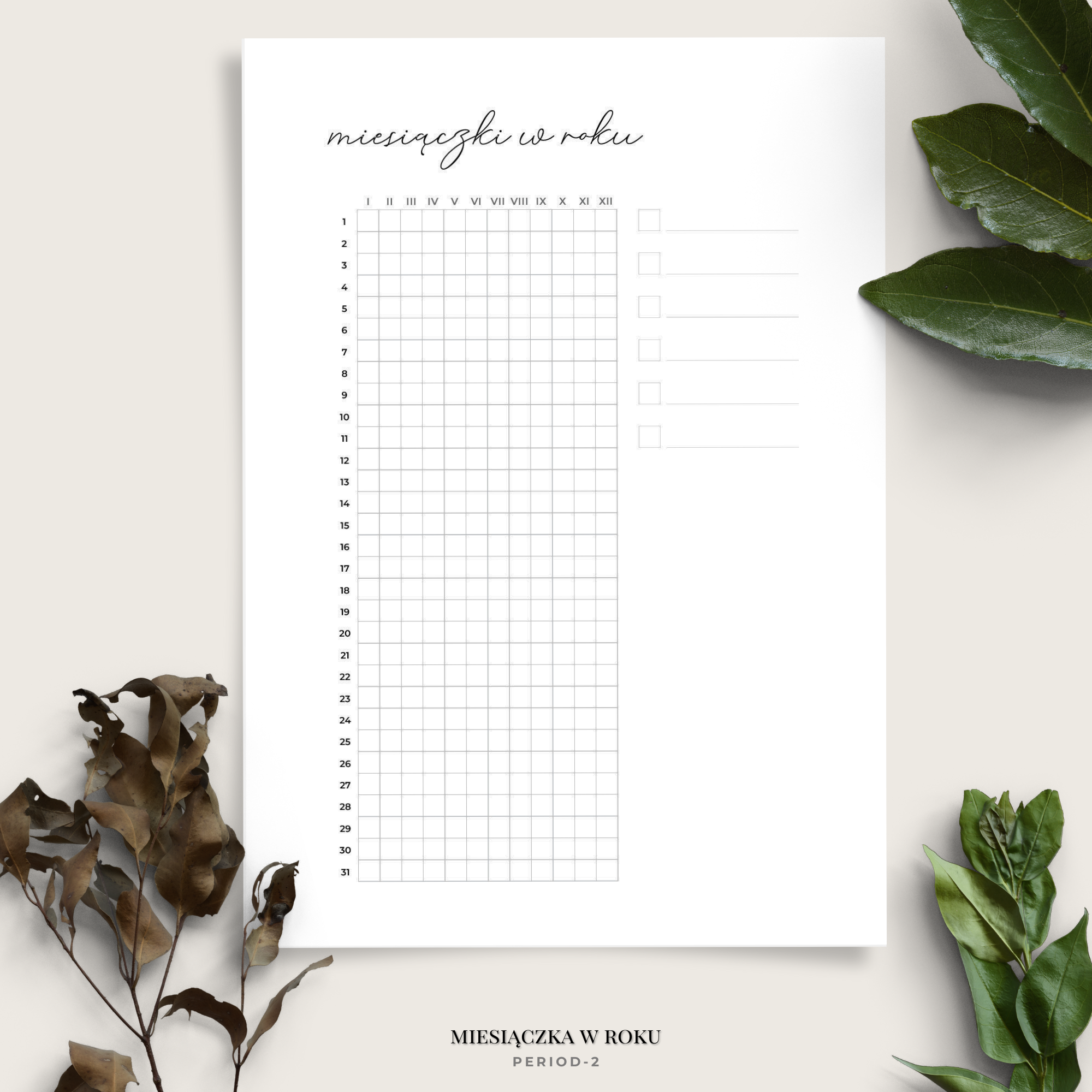 Planer miesiączki - tracker miesiączki - tracker okresu - minimalistyczny - 2 warianty - obrazek 2