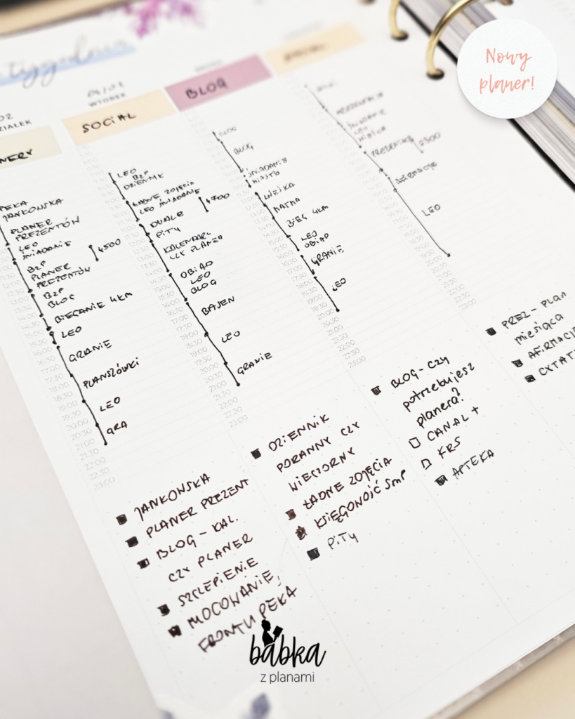 planer tygodniowy harmonogram godzinowy wypelniony