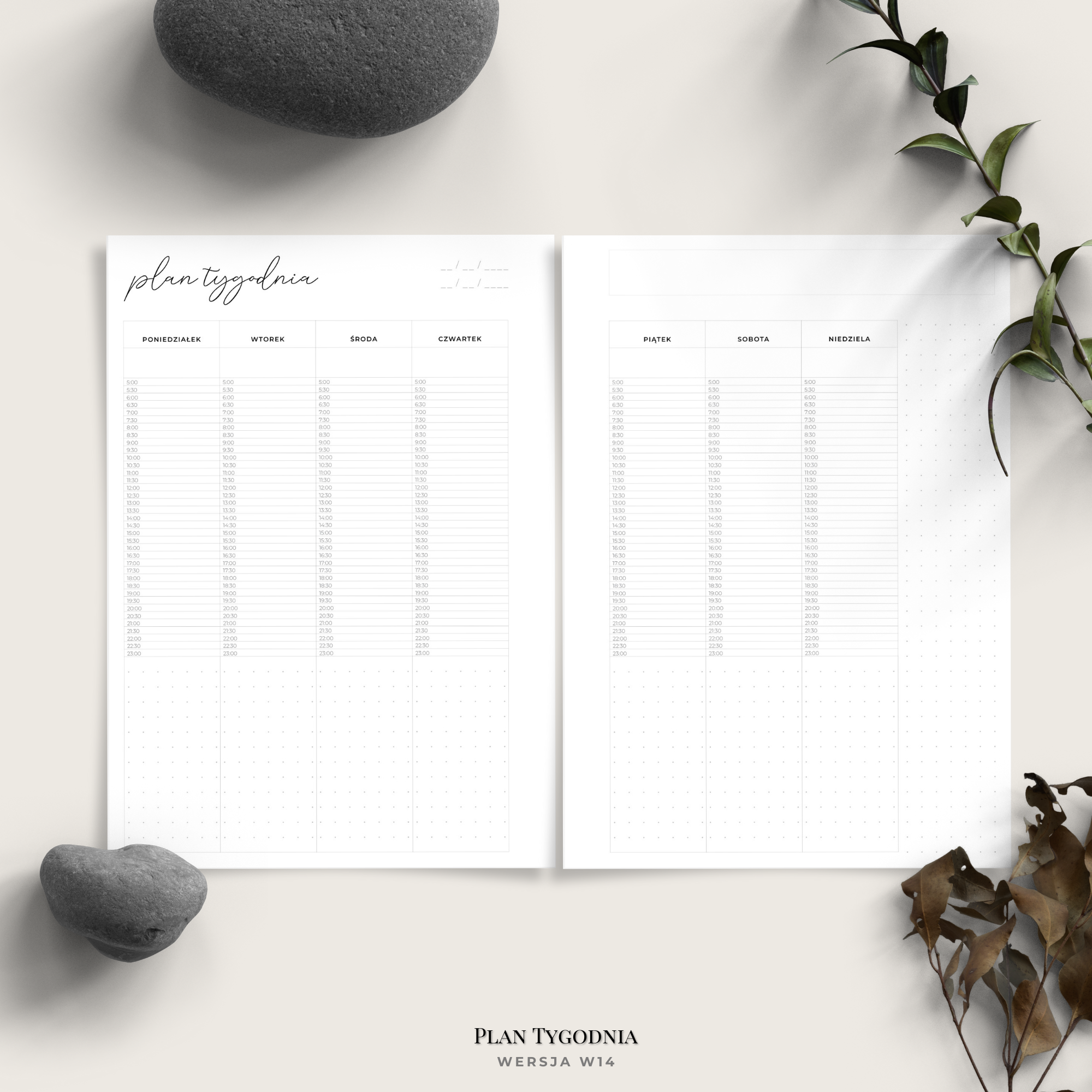 planer tygodnia plan tygodniowy harmonogram zadania godziny
