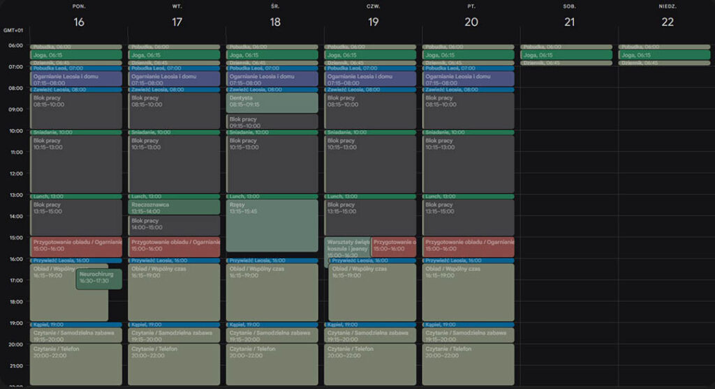 blokowanie czasu time blocking online digital google calendar