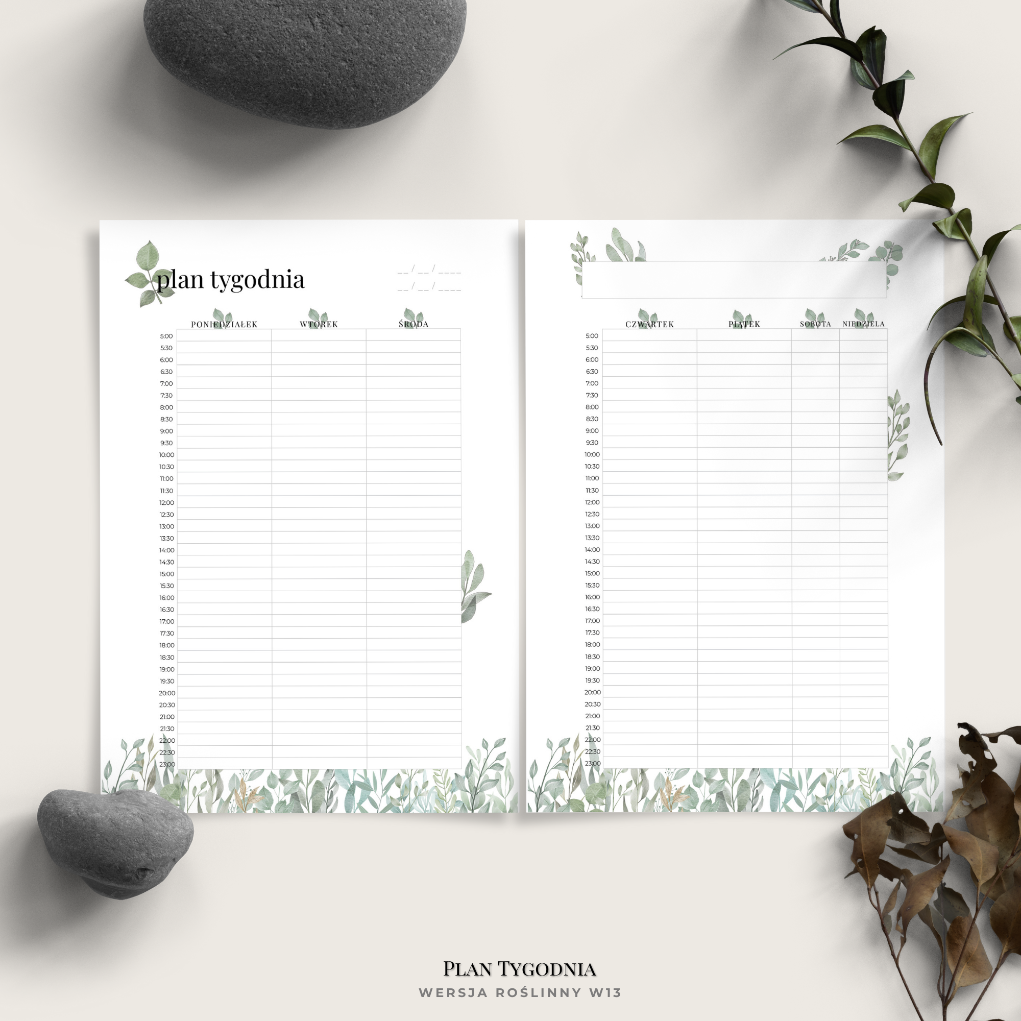 planer tygodniowy - plan tygodnia - roslinny - w13
