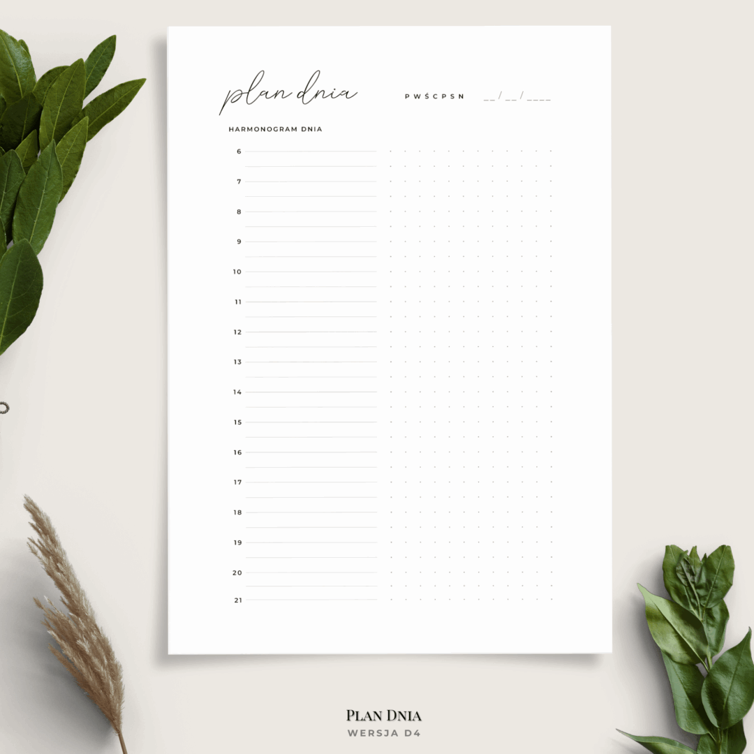 plan dnia - planer dzienny - minimalistyczny - d4 - scena