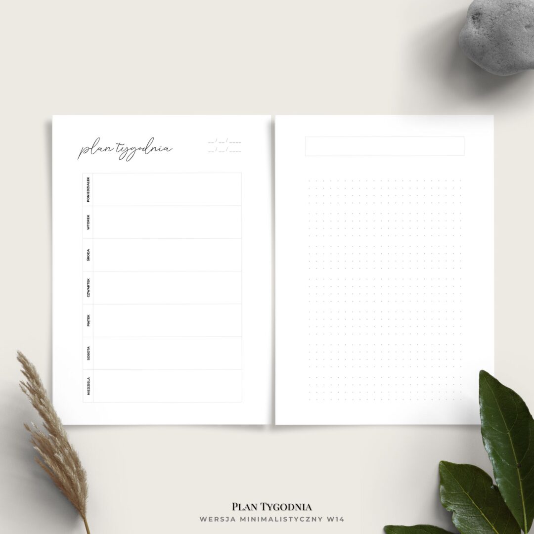 planer tygodniowy - plan tygodnia - minimalistyczny - w14 - scena